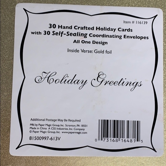 New in Box Hand Crafted Holiday Cards & Envelopes - Picture 5 of 7